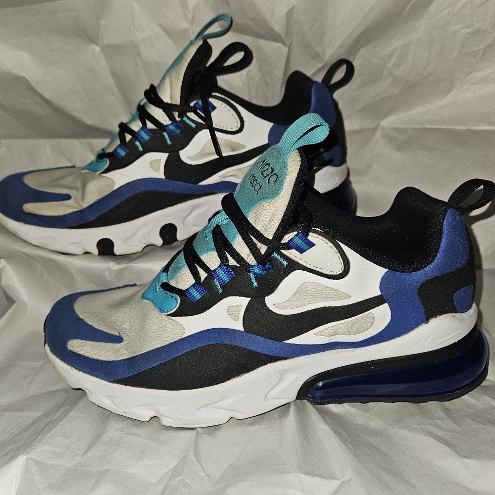 Nike Air Max 270 React Kids White and Blue Sneakers